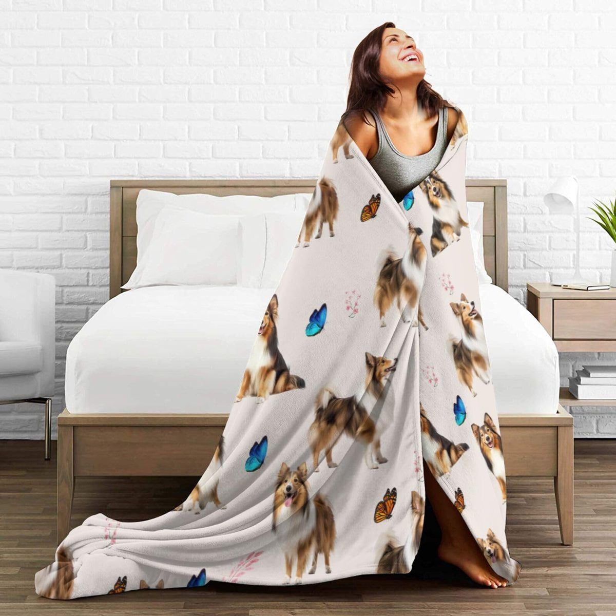 Sheltie Shetland Sheepdog Throw Blanket Dogs Lover Flannel Blankets Plush Super Soft Cozy Warm Decor Gifts for Boys Girls Kids Adults Men Women 40" x 50"