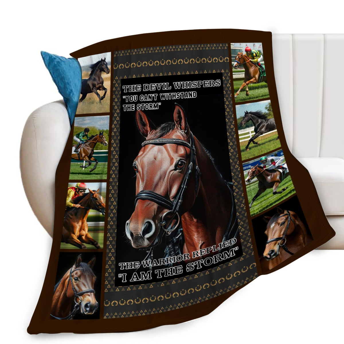 Lovira Horserace Throw Blanket Horse I Am The Storm Print Throw Blankets Gifts for Couch Sofa Bed Stuff Decor Soft Cozy Fleece Plush Warm Flannel Bedding for Lover Men Women 40"x50"