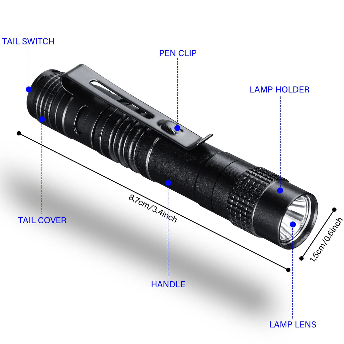 Zhengmy 100 Pcs Pocket Flashlight - Father's Day Gifts LED Compact Flashlight Bulk Mini EDC Pen Light with Removable Clip for Home, Outdoor, Camping, Emergency, Battery Not Included