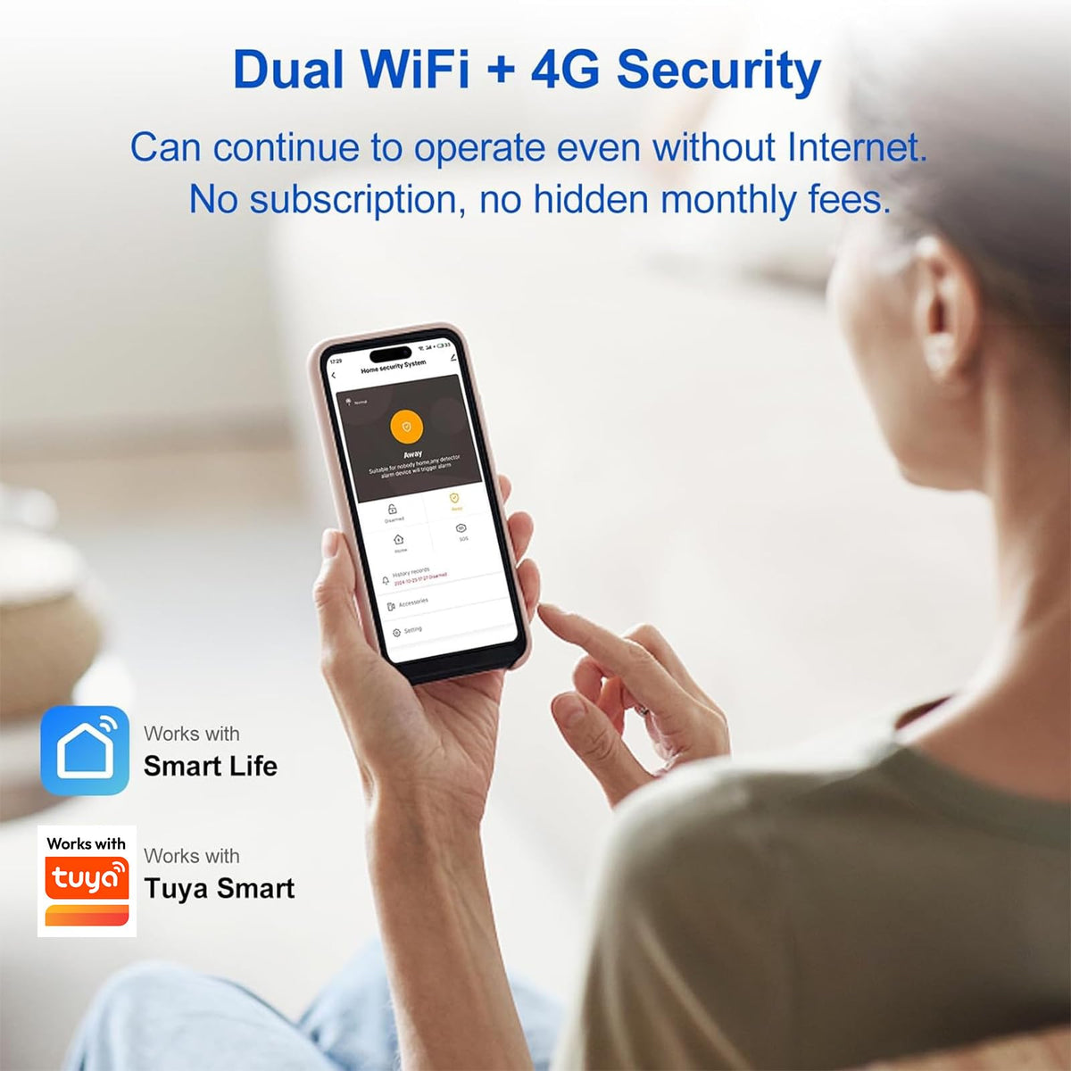 WiFi Wireless Alarm System for Home Security - 24/7 Protection Smart Home Devices 4.3" Touch Screen, GSM/4G+WiFi, App Instant Alerts, No Monthly Fee, Alexa Compatible for Villa, Kids Safety (21pcs)