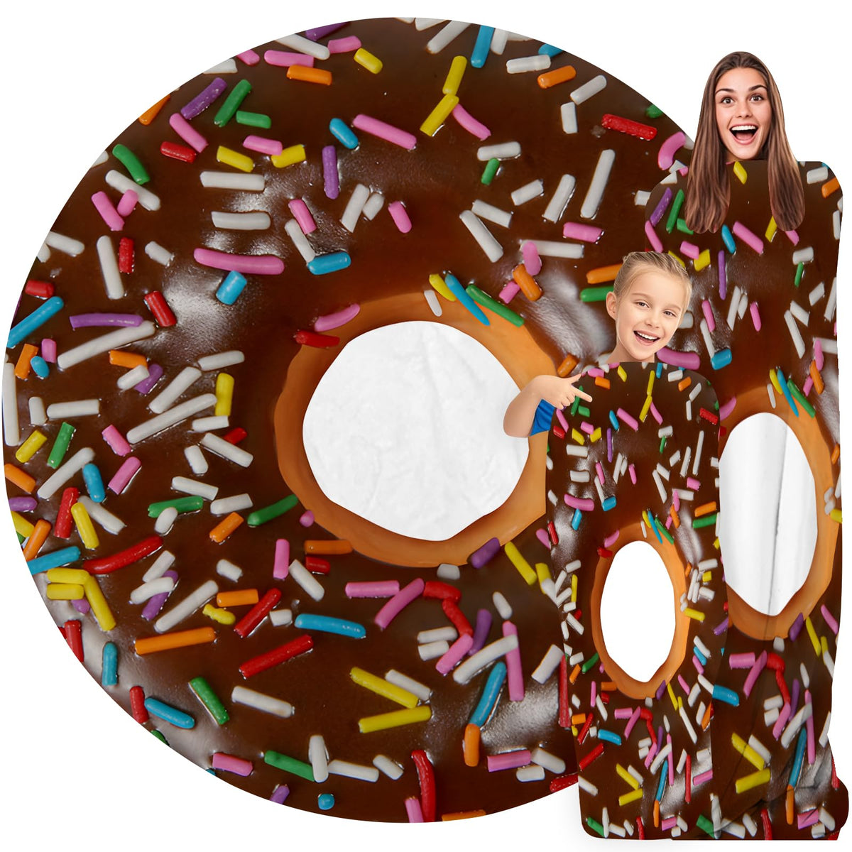 Chocolate Doughnut Donut Blanket for Kids Adults Round Cozy Flannel Funny Gifts Realistic Food Throw Blankets Novelty Soft for Men Women for Bed Couch 48 Inches