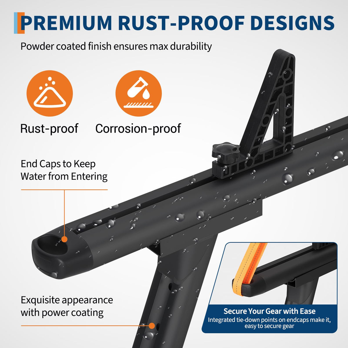 Adjustable Aluminum Truck Ladder Rack 35.4–71 in, 800 LB Heavy-Duty Pickup Bed Cargo System with Drilling Mount for Kayak, Surfboard, Lumber & Work Equipment - Black