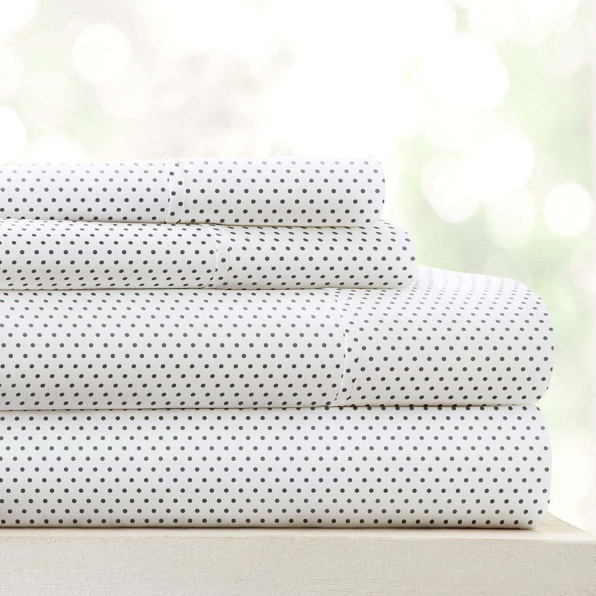 Linen Market Double-Brushed Patterned Microfiber Full Sheet Set 4 Piece – Oeko-TEX Certified Ultra Soft & Wrinkle-Free - 16" Deep Pocket Sheets - Easy Care Full Size - Stippled Gray