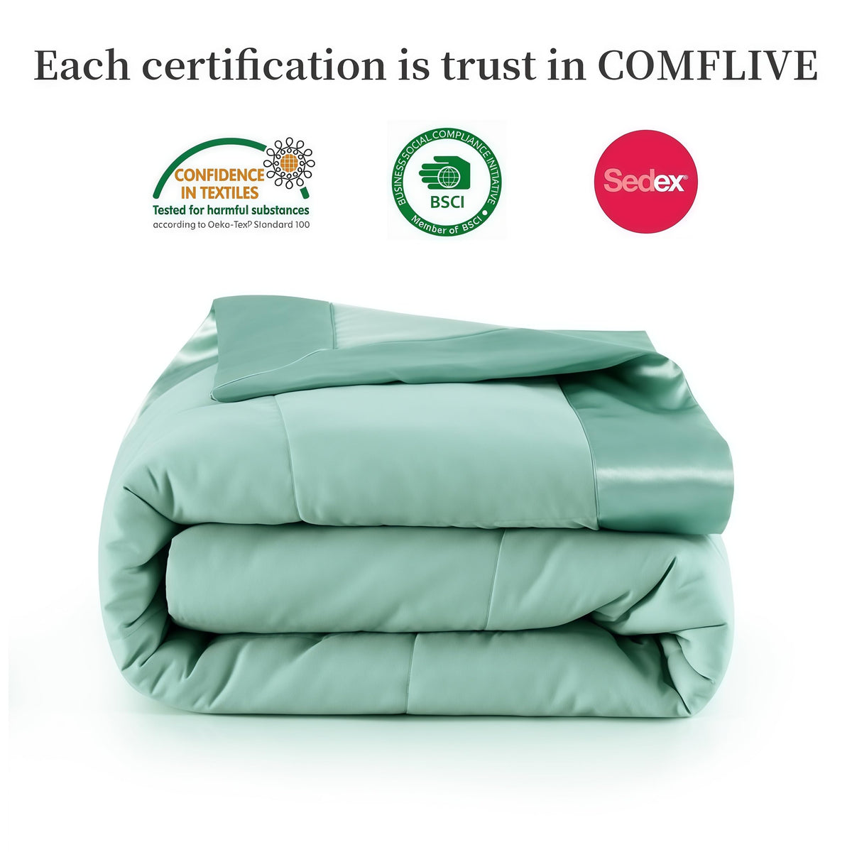 COMFLIVE Down Alternative King Blanket for Bed - Lightweight and Soft for All Seasons, Cozy Warm Luxury Bed Blanket with Satin Trim Moisture Absorption and Removal Treatment (Green, King/Cal King)