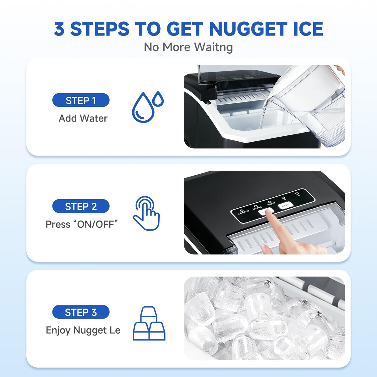 Pocicoll Countertop Ice Maker Machine, 26lbs in 24Hrs, 9 Ice Cubes Ready in 8 Mins, Auto-Cleaning Portable Ice Maker with Basket and Scoop, for Home/Kitchen/Camping/RV (Black)