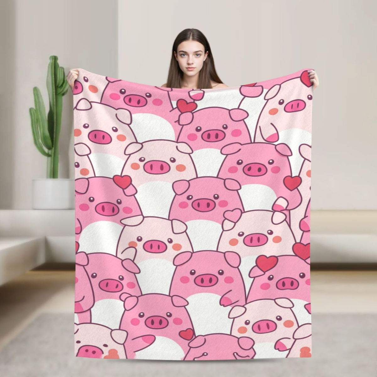 Pig Blanket Cute Pig Throw Blanket Soft Warm Cozy Fleece Fuzzy Plush Flannel Blankets Gifts for Girls Women Boys Kids Adults 40"X50"