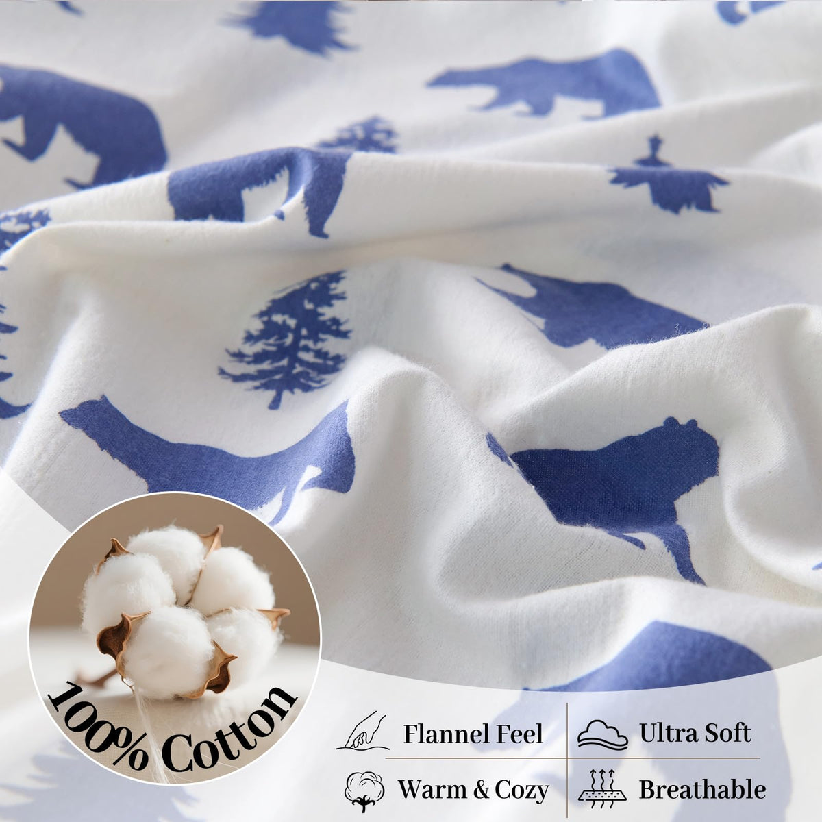 LANYETON 100% Cotton Flannel Fitted Sheet Only, Ultra Soft Cozy Warm Fitted Bottom Sheet for All Season, 16" Deep Pocket, Twin