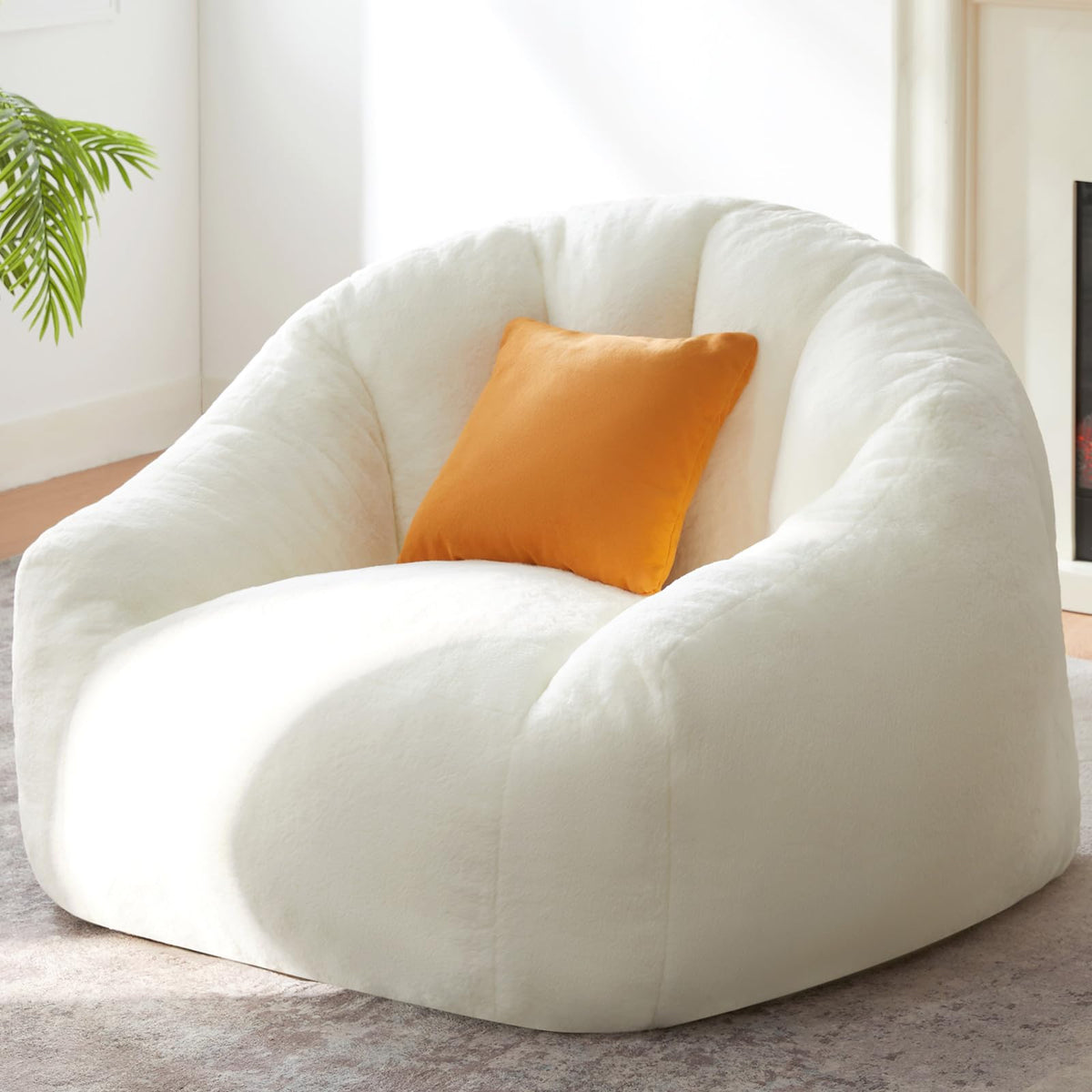 HUGHEAVEN Max Giant Bean Bag Chair, Oversized Bean Bag Sofa for Adults & Teens, Ultra-Soft Comfy Fluffy Floor Lounge Chair with Armrests, Large Bean Bag Couch for Gaming, Reading & Relaxing