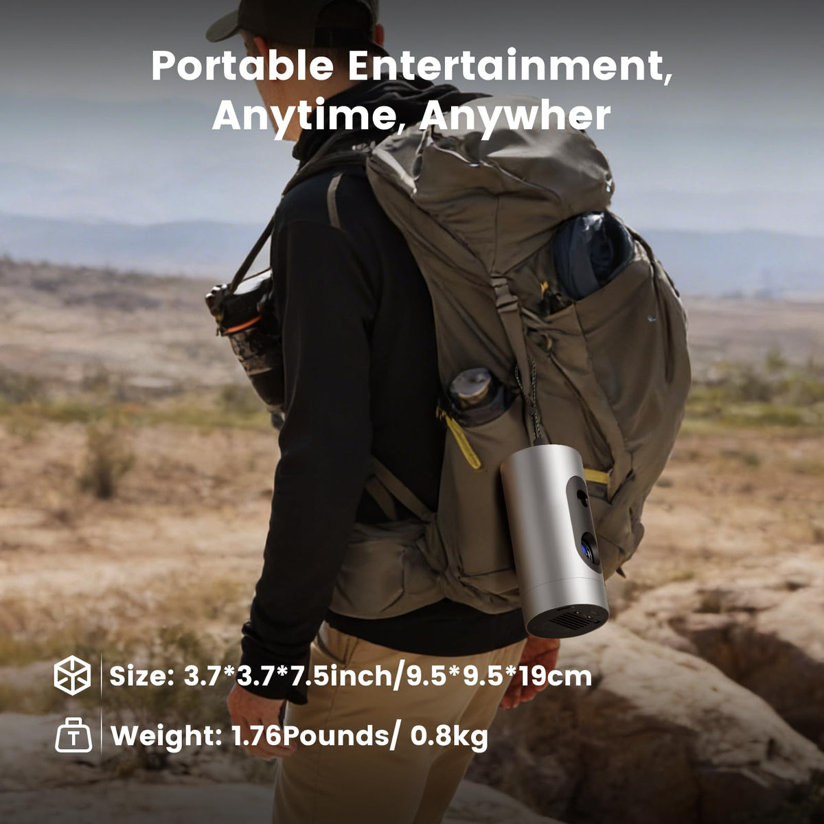 Smart Portable Projector with WiFi and Bluetooth, USB-C Powered, Mini Projector Built-in Apps & Android 14 OS, 1080P FHD HDR10, TOF Real-Time Auto Focus/Keystone, YQHS Outdoor Movie Projector