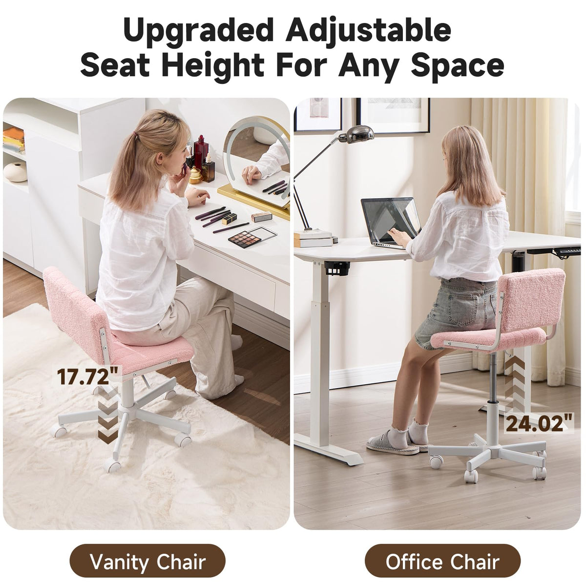 Manyday Office Chair Vanity Chair with Wheels l Comfy Desk Chair with Back