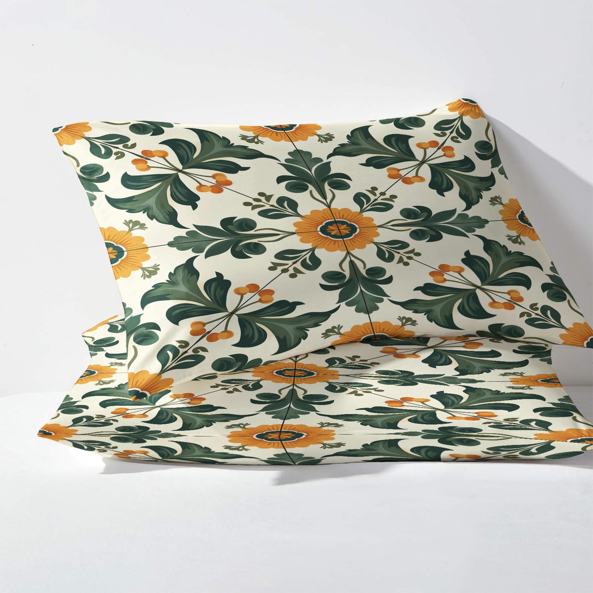 NOGAWA Ethnic Vintage Floral Sheets Queen, Boho Flower Bed Sheets, Deep Pocket & Soft Microfiber Bedding Sheets & Pillowcases 4 Piece - Fitted Sheet & Flat Sheet & 2 Pillow Cases
