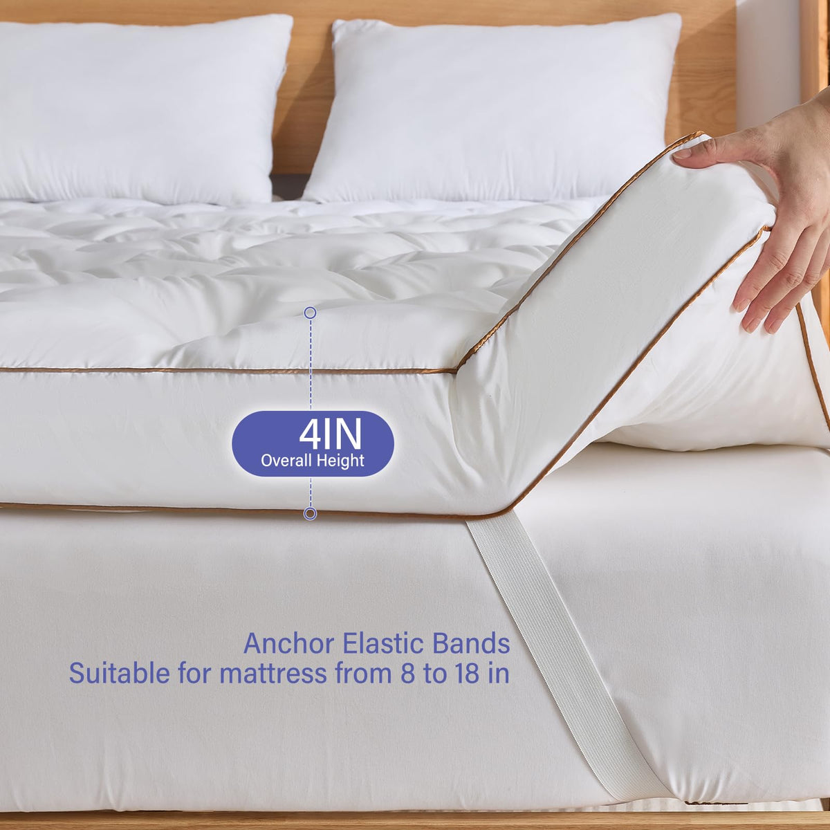 WhatsBedding 4 Inch Memory Foam Mattress Topper King Size for Pressure Relief, Extra Soft and Breathable Pillow Top Mattress Topper, Fluffy Shredded Memory Foam Filled，80 * 78 * 4in