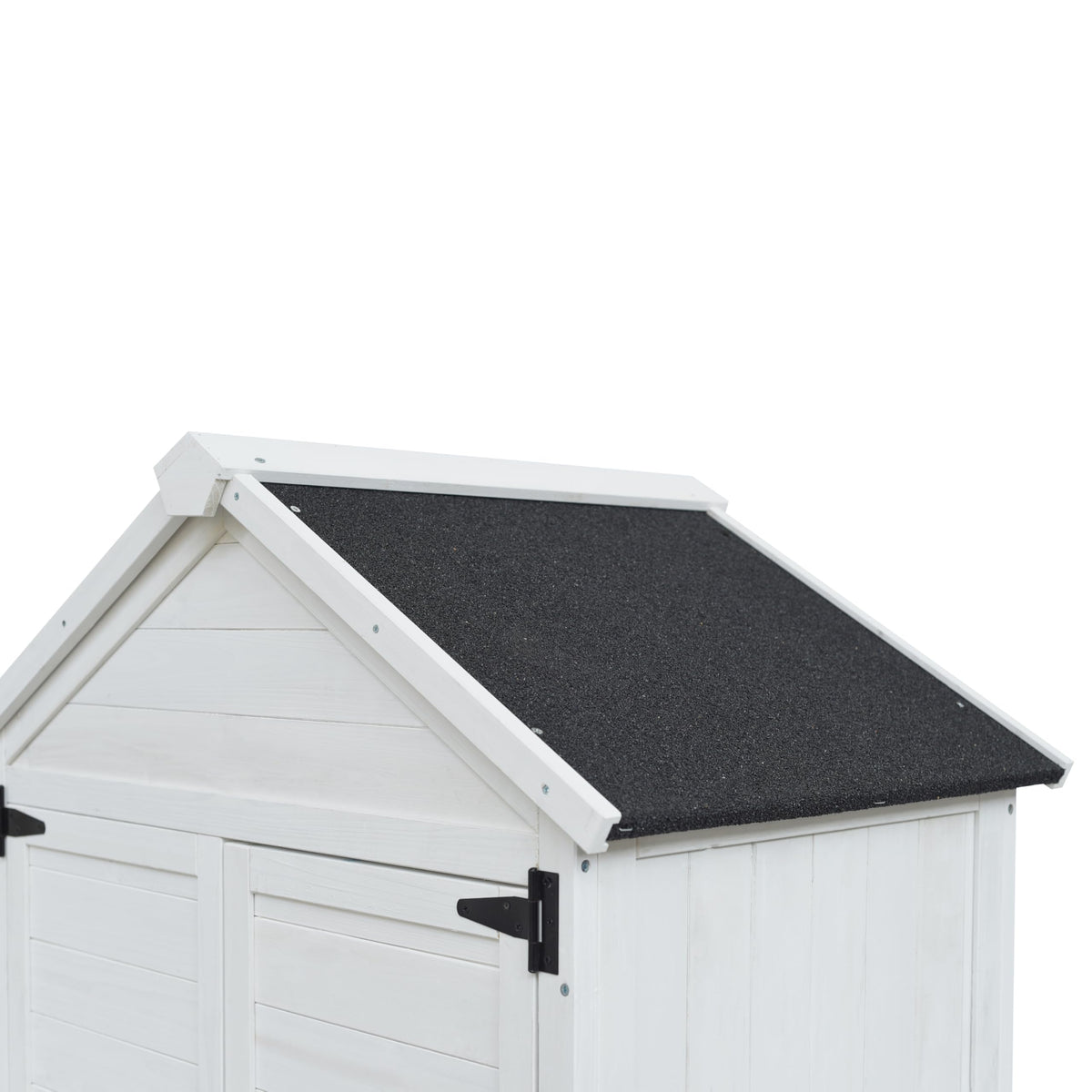 Christopher Knight Home Neapo 67" Outdoor Storage Shed, Spacious Storage Garden Tools Shed, Fire Wood Tall Sheds, Two Open Doors, Wooden Panel Design, Easy Organize Lawn Mowers, Shovels, Pots, White