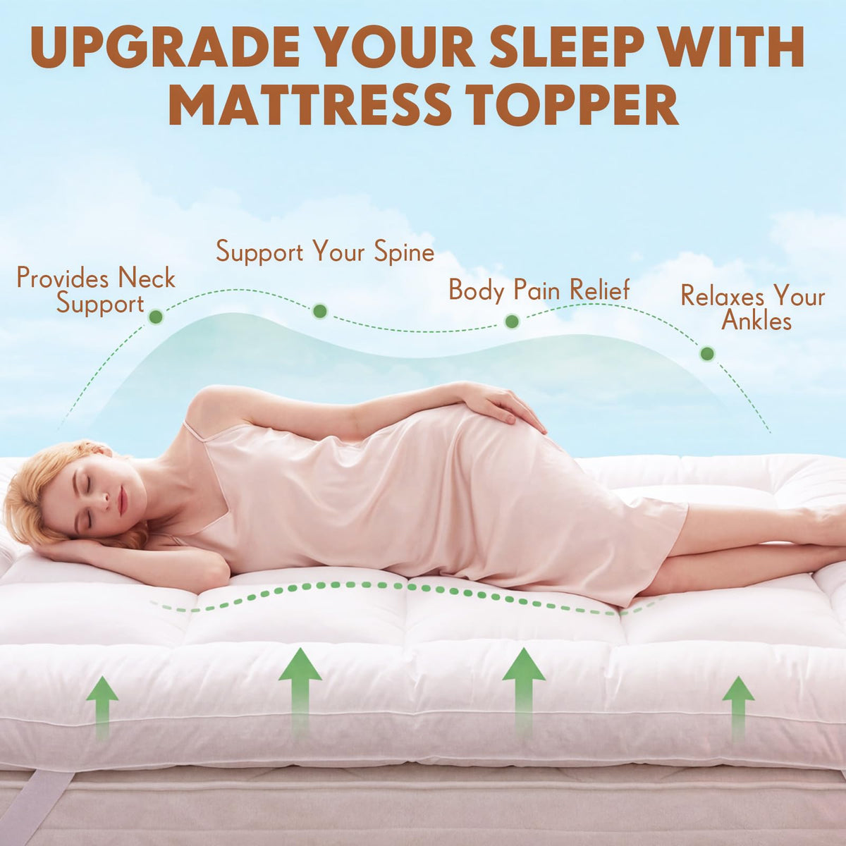 Xuhal Soft Twin XL Mattress Topper, Extra Thick Mattress Pad Cover with Straps, Breathable Pillow Top Protector College Dorm Size for Back Pain Relief(White)