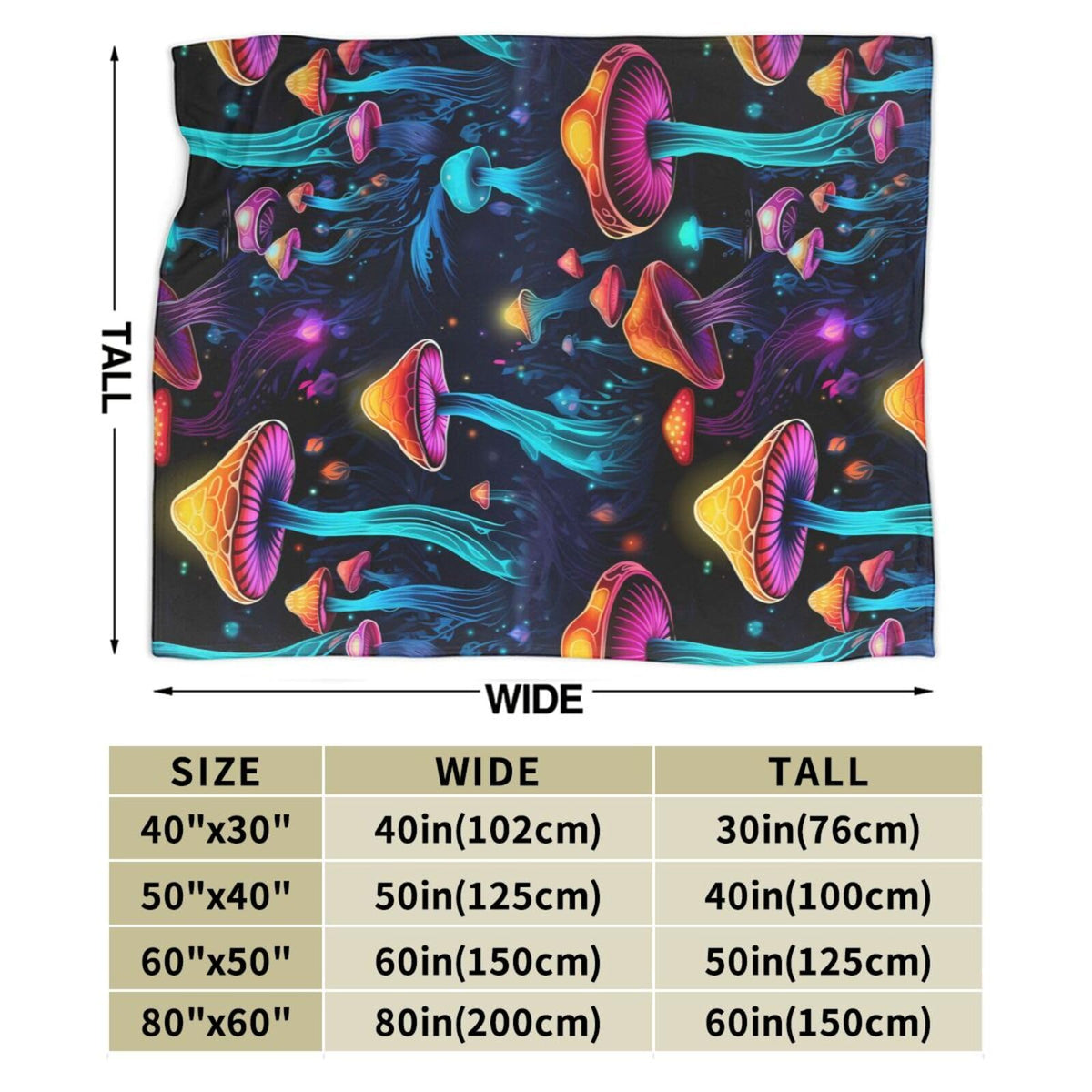 Luminous Mushroom Throw Blanket Soft Lightweight Flannel Fleece Blanket 50"X40" for Bed Sofa Couch Camping Travel