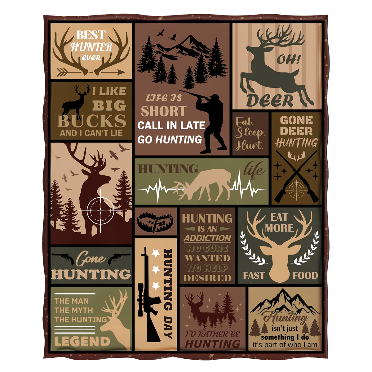 Levens Hunting Gifts for Men, Hunter Camo Throw Blanket Gifts for Hunters Dad Husband 50"x60", Deer Hunting Lovers Gift, Hunting Deer Forest for Couch Bed Sofa Travelling, Birthday Christmas Idea