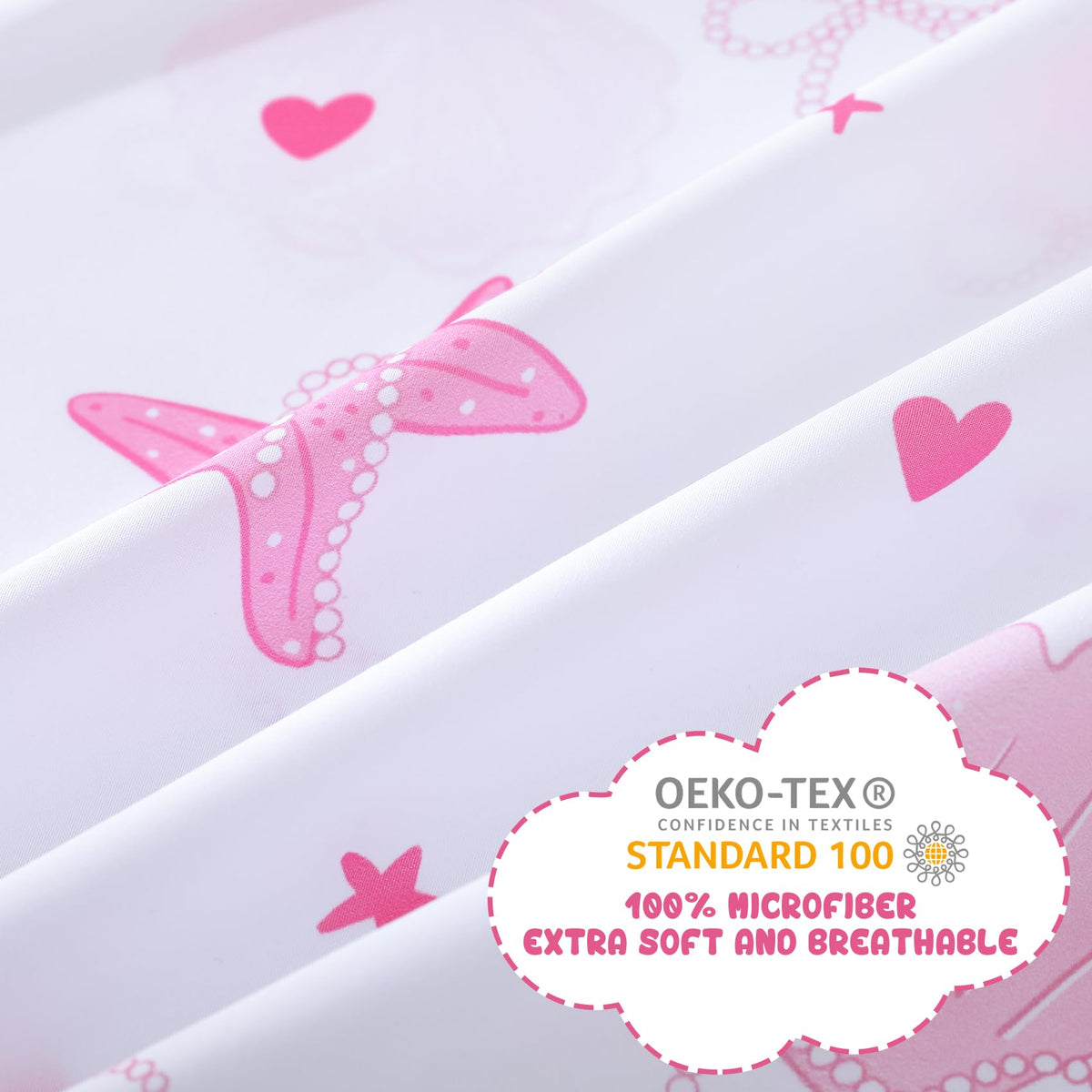 Yibeizi Pink Full Size Sheet Sets Kids Beach Bedding Coastal Bed Sheets for Girls Ocean Print Bedsheets Microfiber Deep Pocket Beachy Patterned Bed Sheet & Pillowcase Sets 4 Pieces