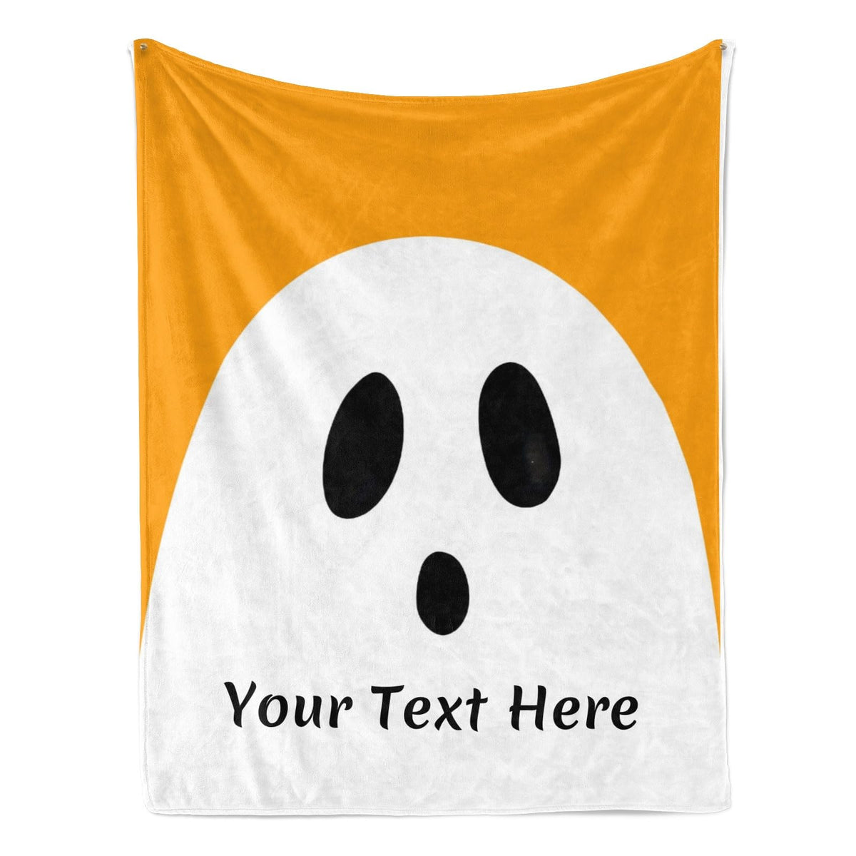Ghost Throw Blanket Halloween, Personalized Blanket with Text Name, Super Soft Blankets for Couch Bed Sofa, Orange, 50" x 60"