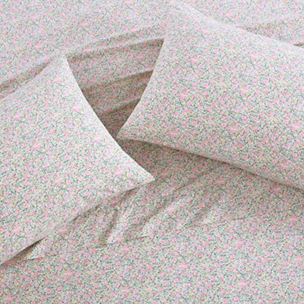 Laura Ashley - King Sheets, Cotton Percale Bedding Set, Lightweight & Breathable Home Decor (Lovestone Pink, King)