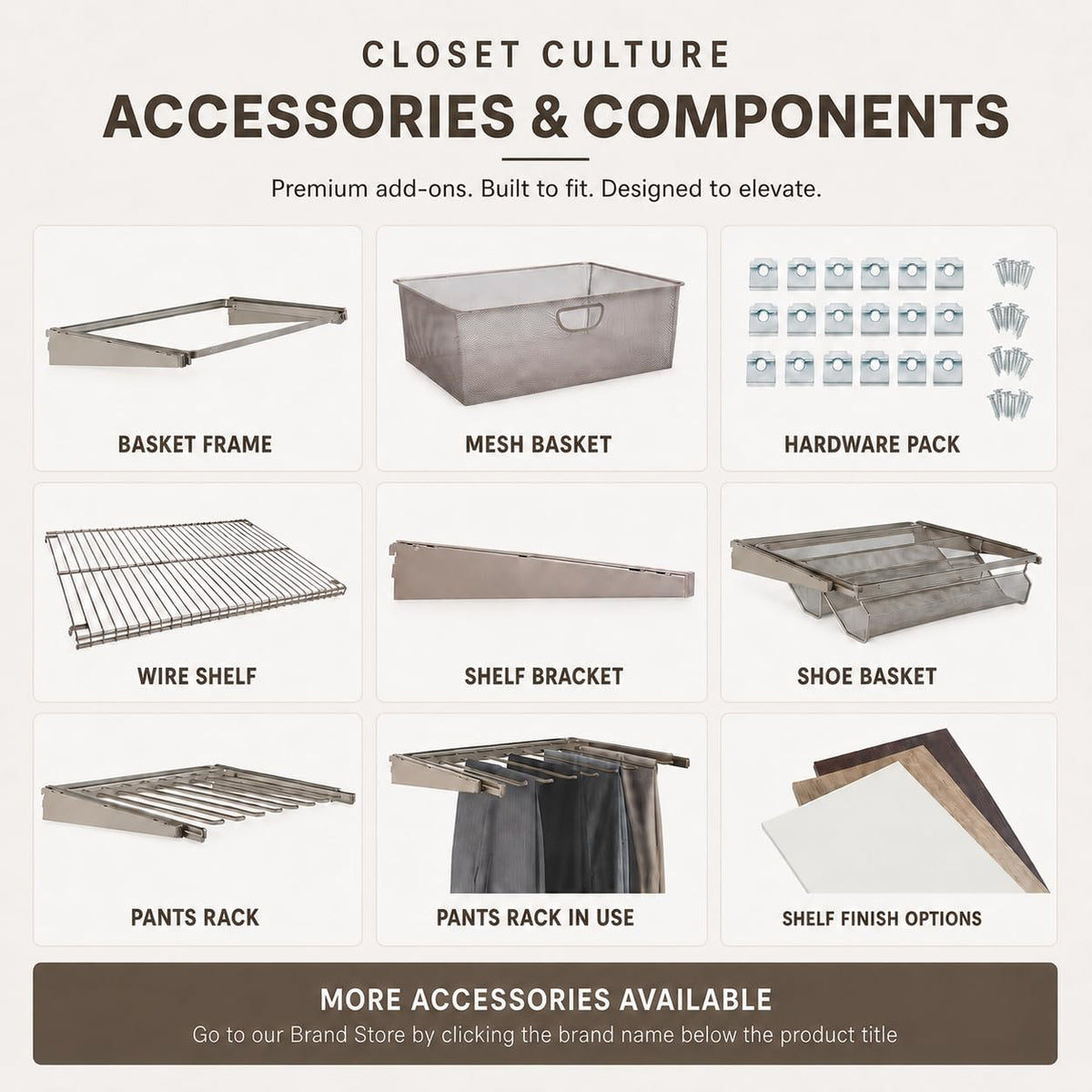 Closet Culture by Knape & Vogt Culture 6 ft. Steel Closet Hardware Kit in Champagne Nickel Shelving (0300-KITA-6CN)