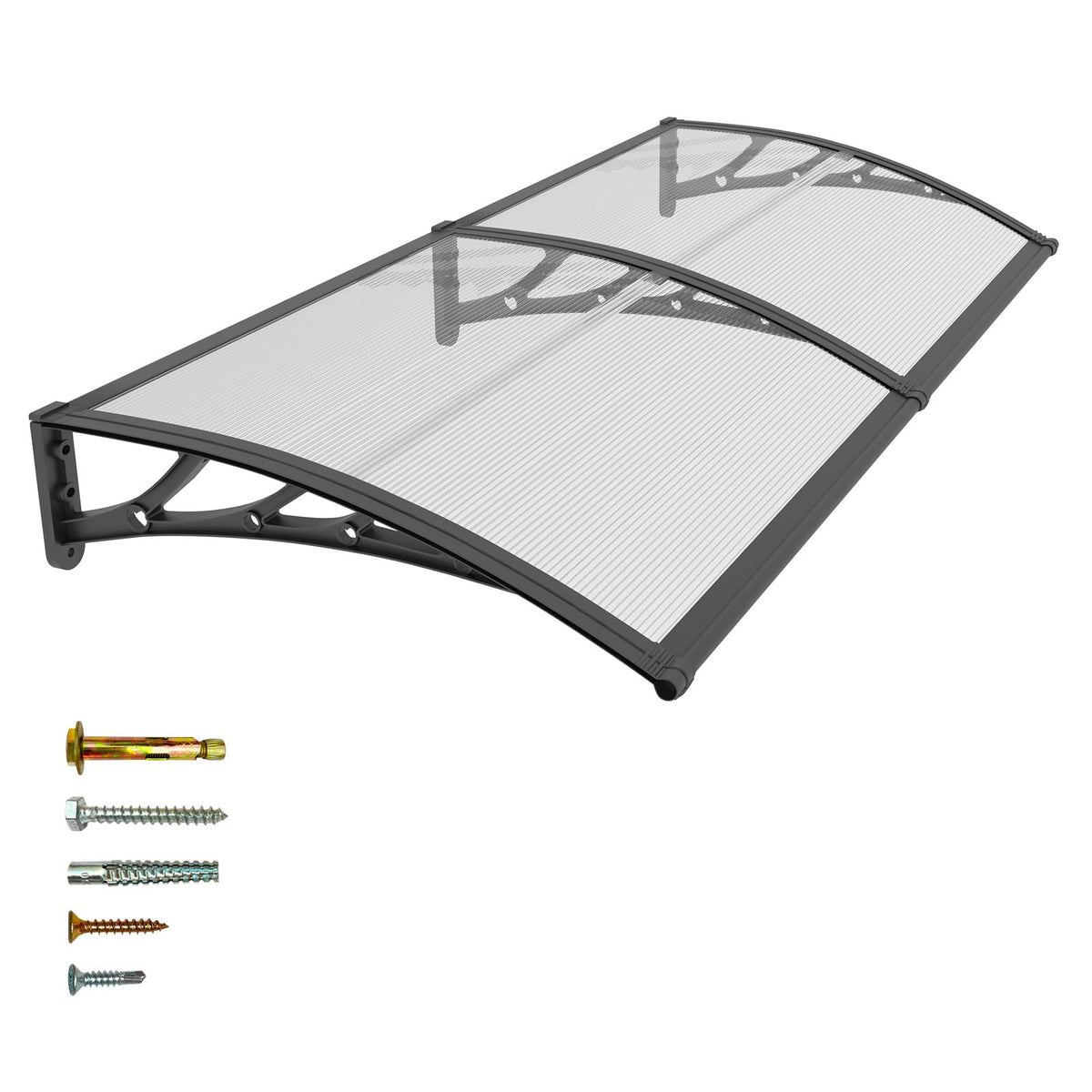 40x60 Inch Window Door Awning Exterior,Polycarbonate Outdoor Overhang Canopy Shelter,UPF 50+ UV Rain Snow Sun Protection,Spliced Overdoor Awnings for Outside,Porch,Patio,Deck,House Entrance