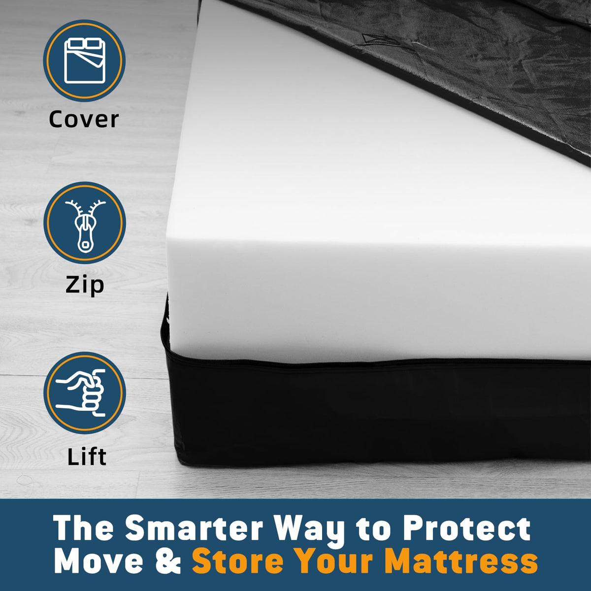 Tarpupu Mattress Bag for Moving Storage Handles Zipper Heavy Duty Twin Mattress Encasement Reusable Waterproof Mattress Cover Protector Moving Dorm Apartment Packing Storage (77"x42"x15" Black)