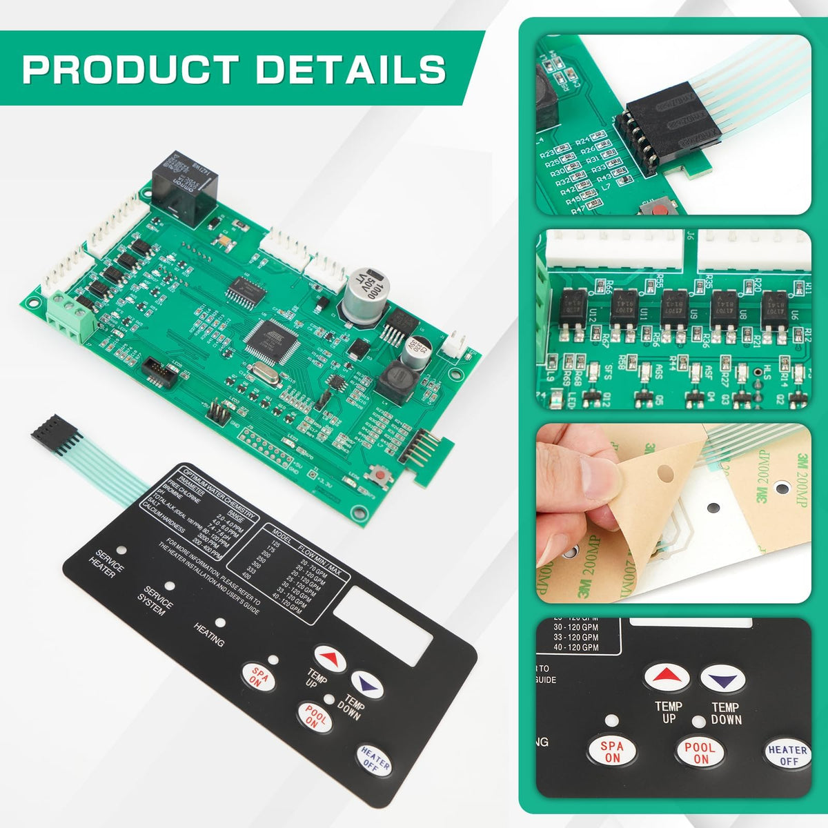 Control Board Kit with Switch Pad Replacement# 472610Z Replace 42002-0007S Compatible with Mastertemp Max-E-Therm Pentair Pool & Spa Heaters Compatible with All NA LP Series Models