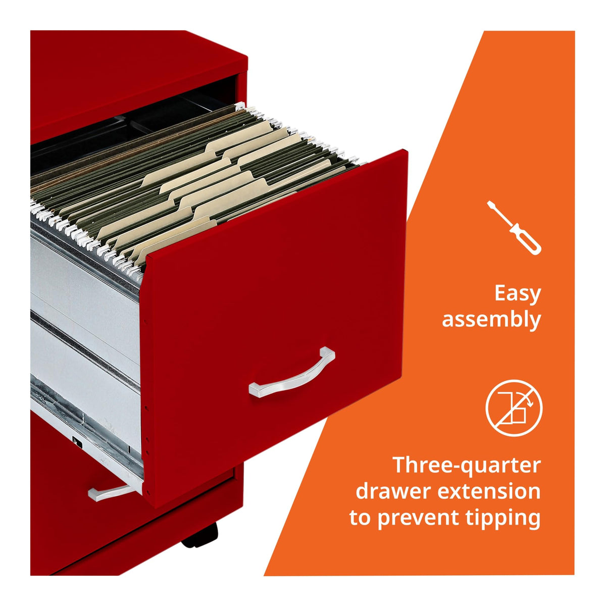 Lorell LYS SOHO File/File Mobile File Cabinet, Red