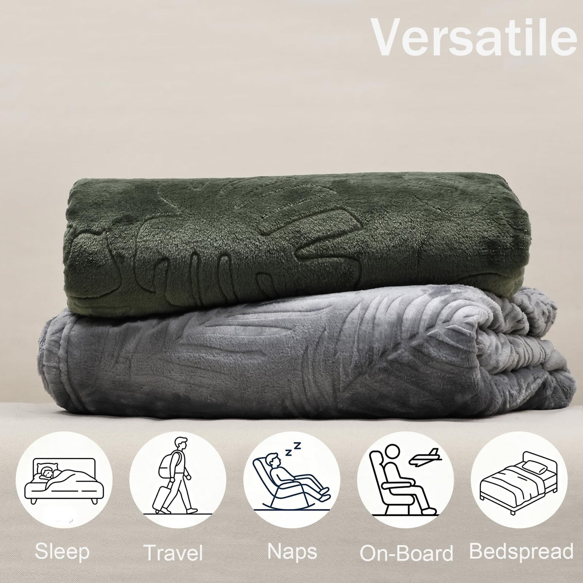 VigorSpring Soft Flannel Fleece Throw Blanket - 60x80 Inch,Olive Green