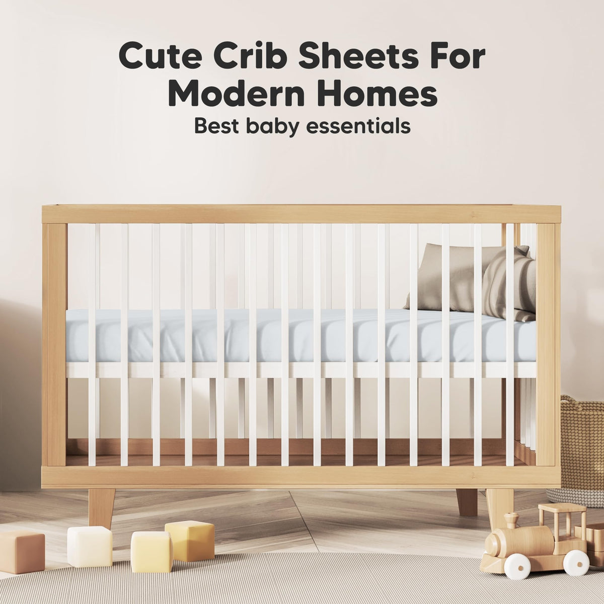 KeaBabies 2-Pack Organic Cotton Crib Sheets for Boys, Girls - 52x28 Fitted Crib Mattress Sheet Neutral, Breathable Cover for Baby Bed Set, Toddler Mattress, Soft & Cute Prints (Hazy)