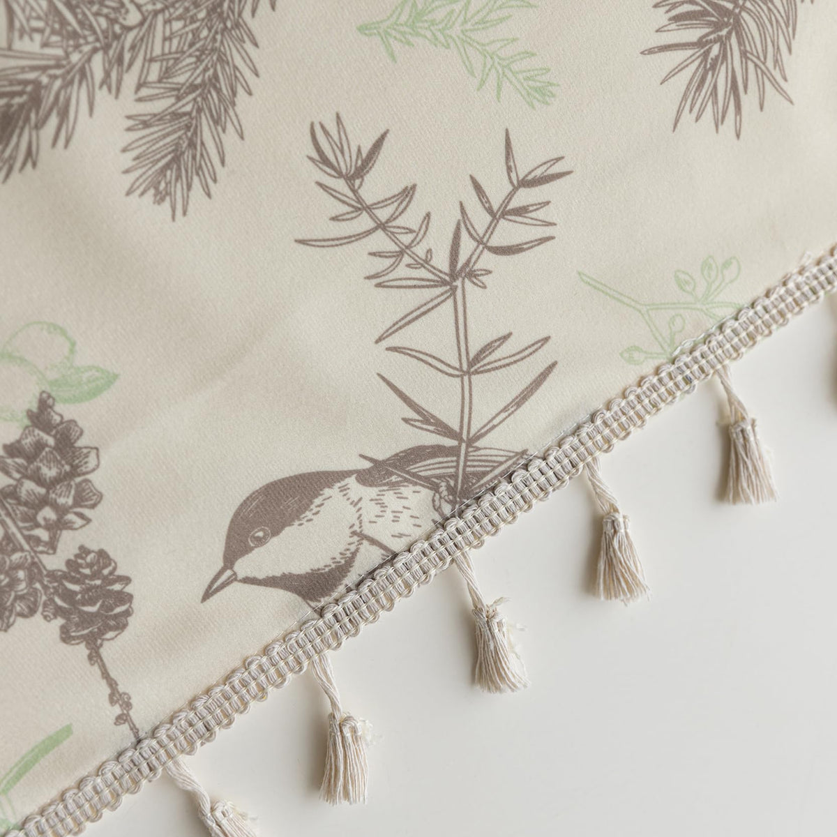Erbnaryx Bird Botanical Curtains 72 Inches Long, Boho Farmhouse Light Filtering Rod Pocket Drapes with Tassel Trim for Bedroom Living Room, 2 Panels