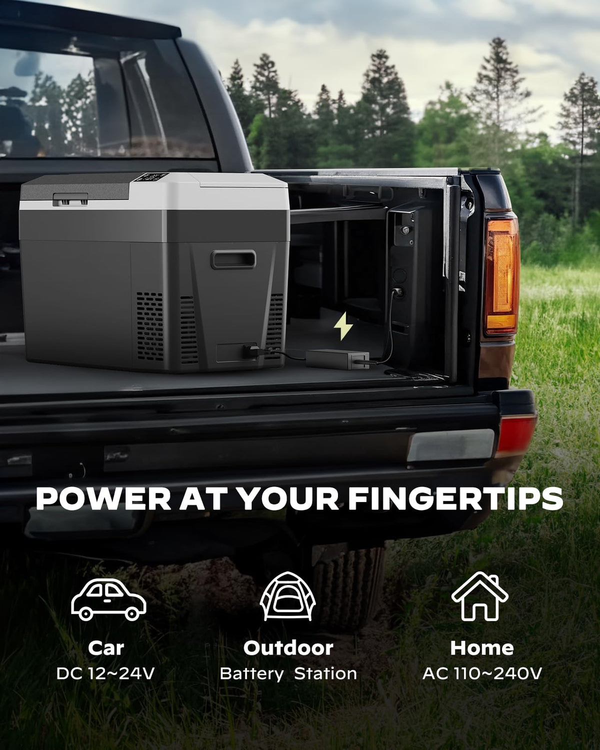 Silonn 24QT Electric Cooler, 12 Volt Car Refrigerator, Portable Car Fridge with Battery Power Option, 12/24V DC & 110-240V AC, Road Trips -4°F to +68°F