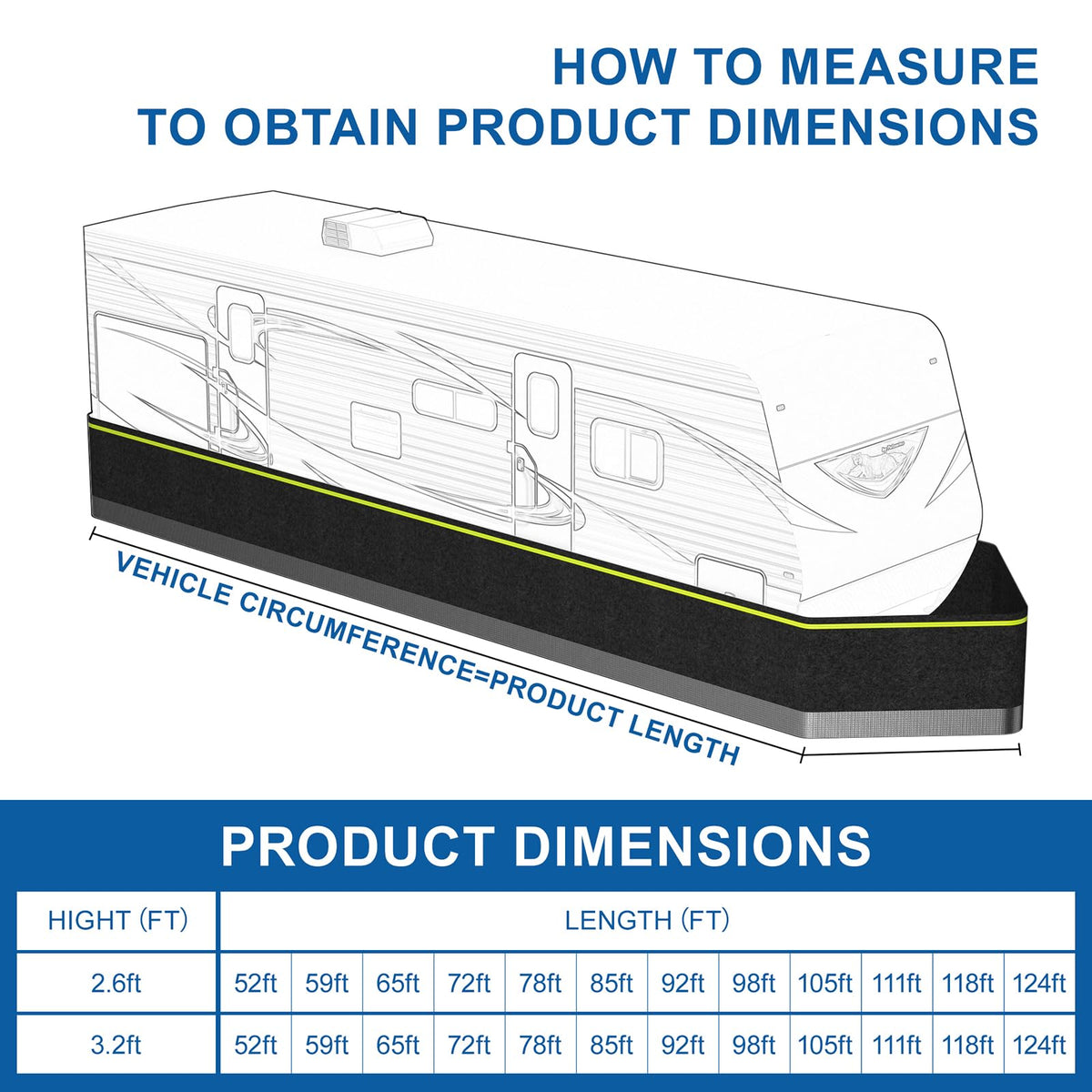 RV Skirting for Winter - Heavy Duty Insulated Camper Skirt for Travel Trailer, 5th Wheel, Motorhome & Class A/B/C, Windproof Bottom Cover with Lock Cable, Black (59ft x 2.6ft)