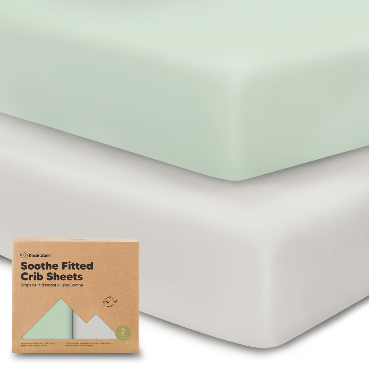 KeaBabies 2-Pack Organic Cotton Crib Sheets for Boys, Girls - 52x28 Fitted Crib Mattress Sheet Neutral, Breathable Cover for Baby Bed Set, Toddler Mattress, Soft & Cute Prints (Sage)