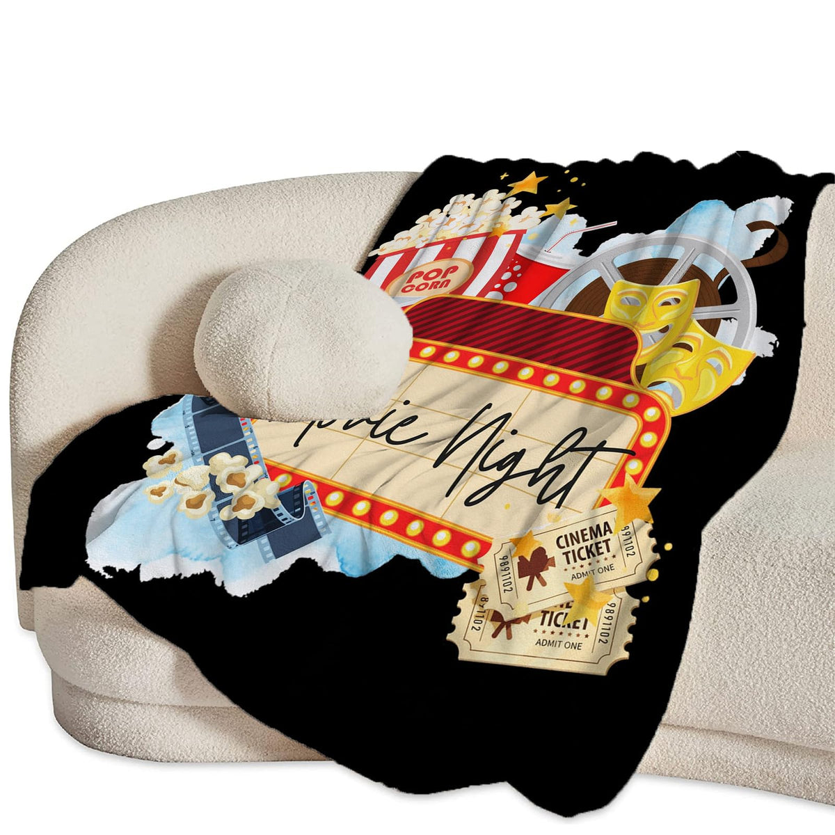 Golakra Movie Blanket Movie Lover Throw Blankets Plush Cozy Flannel Fleece Fuzzy Theater Home Film Cinema Blanket Gifts for Girls Women Men Boys Kids Bed 50"X40"