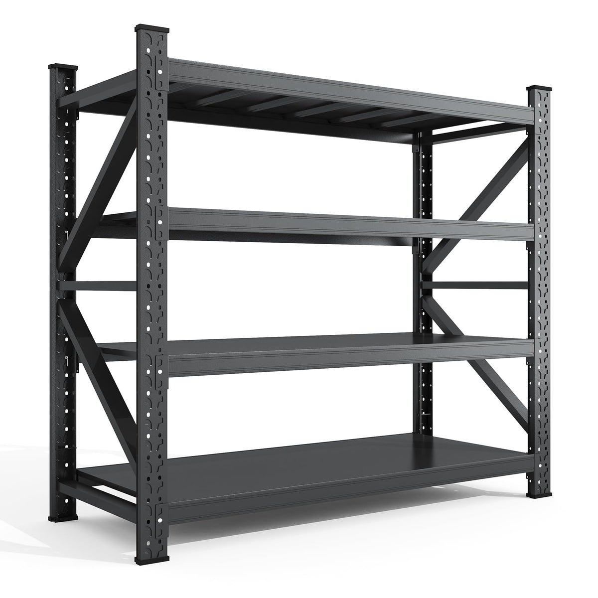 4 Tier Storage Shelves,Heavy Duty Garage Racks Shelving,7000LBS Metal Storage Shelves,Adjustable Utility Rack Shelf for Basement,Warehouse,Pantry,Factory,Garage Shelving (S-（48" W x 24" D x 70" H）)