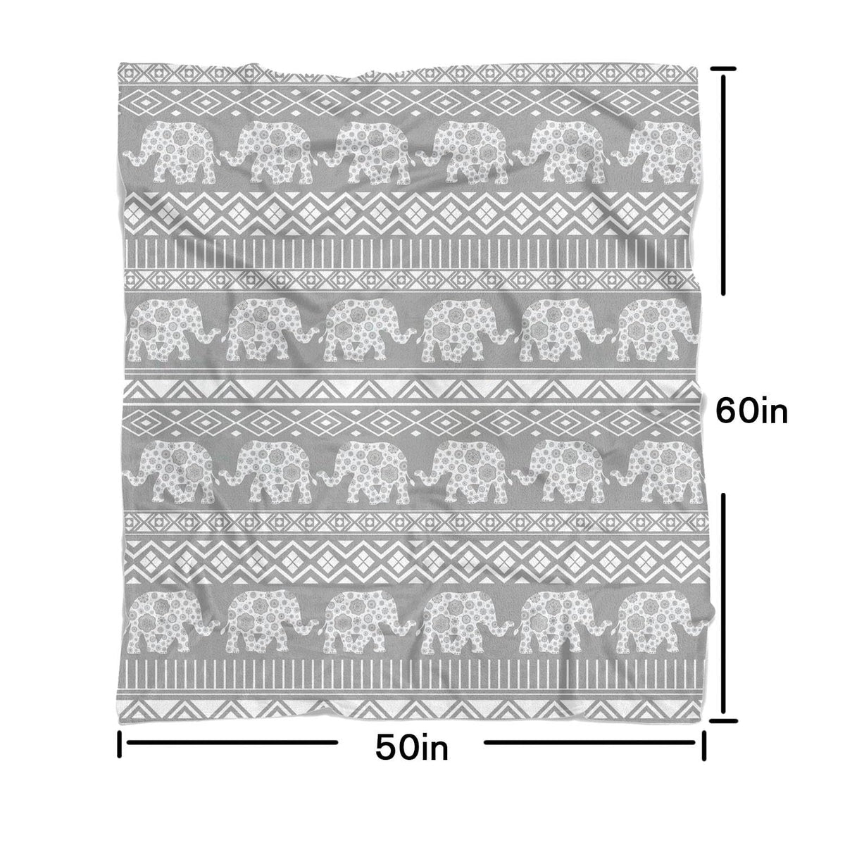 Elephant Blanket Soft Cozy Lightweight Gray Elephant Gifts for Women Adults, Animal Boho Throw Blanket for Couch Sofa Bed Living Room Home Decor 50x60 inch