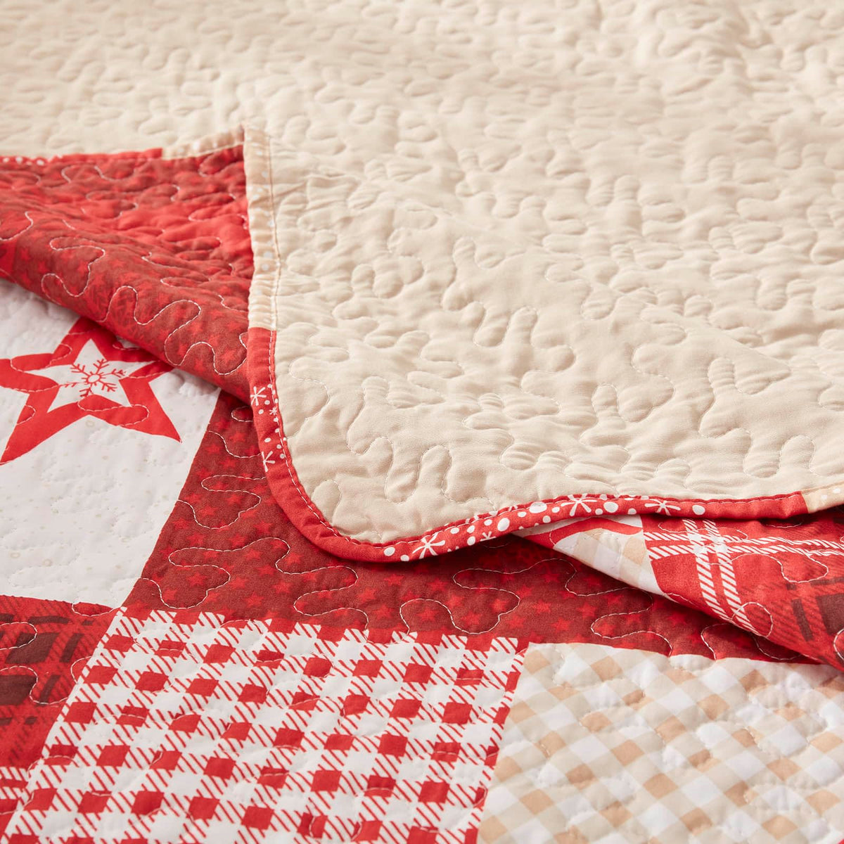 LEAONME Christmas Quilt Set 3-Piece Full Queen Size Bedspread Coverlet 90''x98'' Lightweight Patchwork Oversized Bedding Set with 2 Pillow Shams for All Seasons