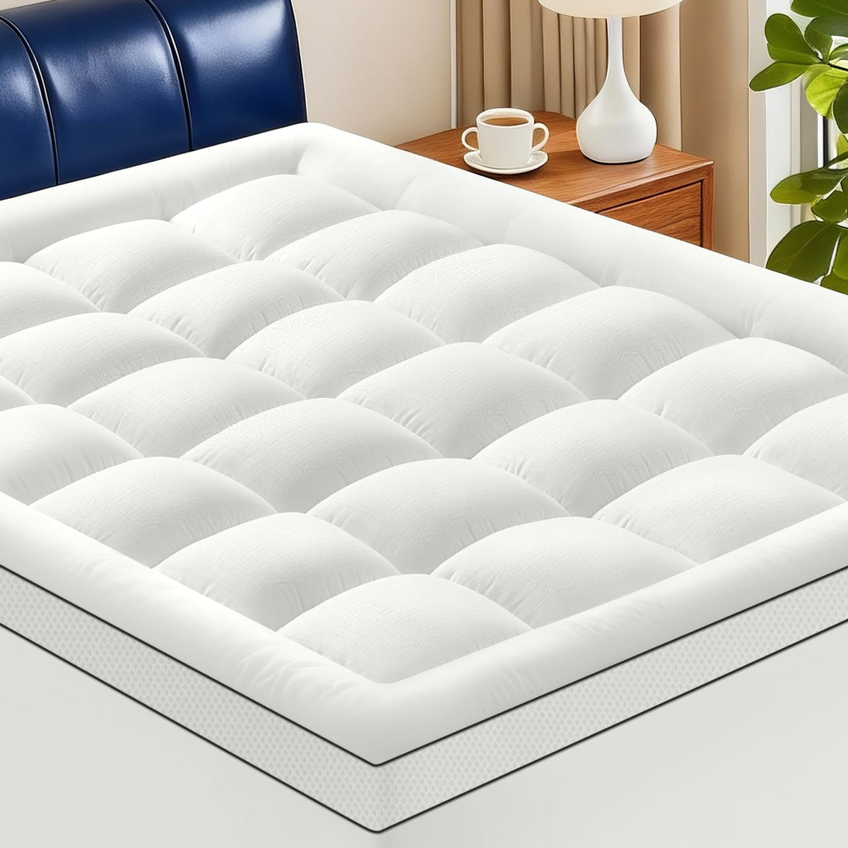 SurChic Full Size Mattress Topper for Back Pain, Extra Thick Pillow Top Mattress Pad with 1000GSM Down Alternative Filling, Cooling Breathable Plush Bed Topper Protector Cover (8-21" Deep Pocket)