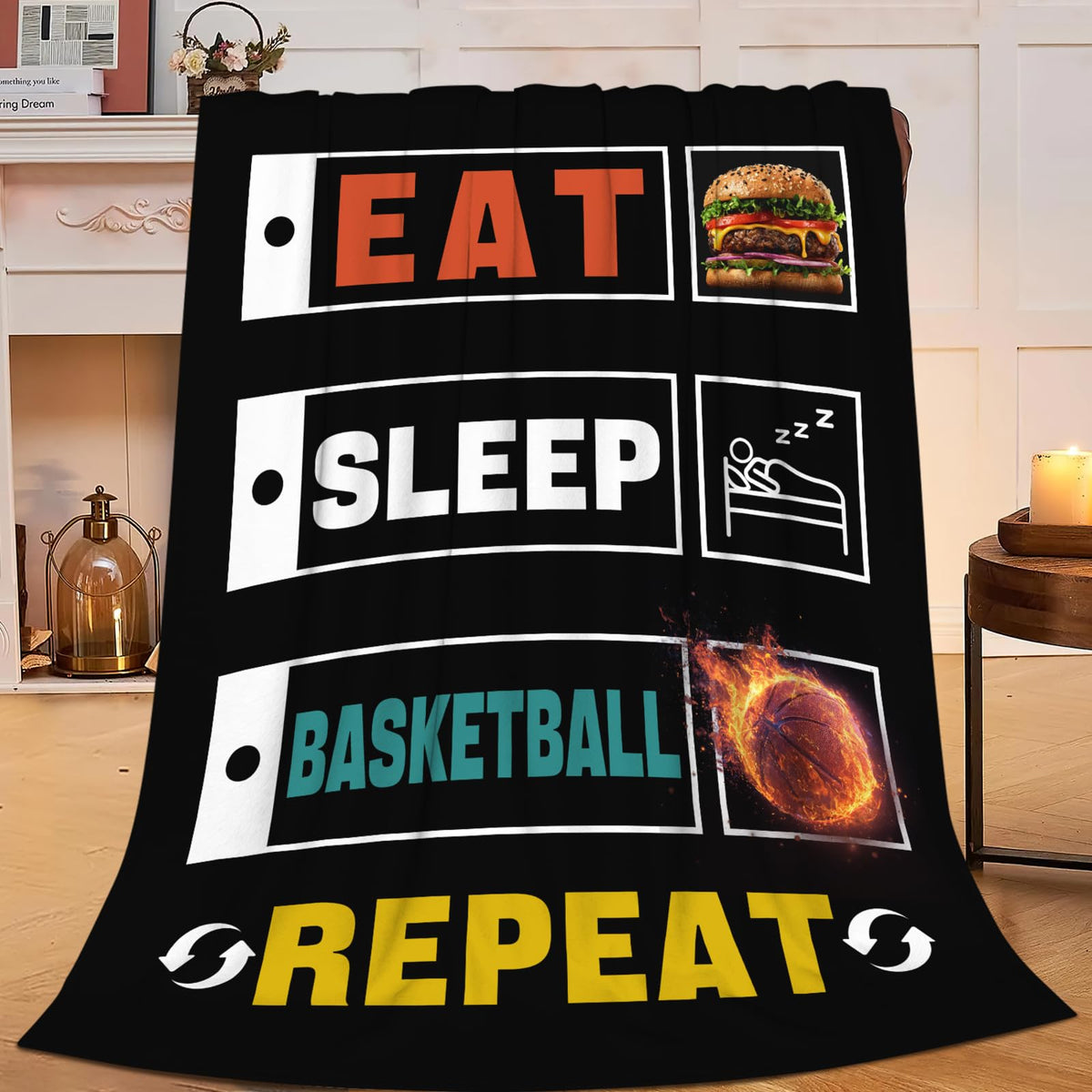 Basketball Blanket for Teen Boys Room Decor, Soft Flannel Sports Throw Blanket for Couch Bed, Cozy Lightweight Basketball Gifts for Boys Kids Teens Dorm Bedroom 50"X40"