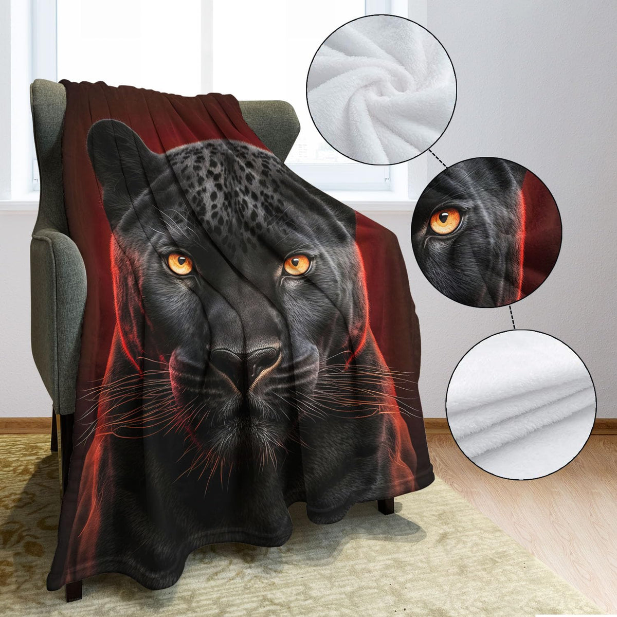 Rstick Black Panther Blanket Animal Art Fleece Blanket Soft Fuzzy Plush Throw Blankets for Couch Bed 60"x80"