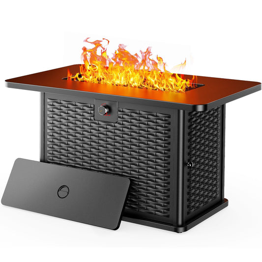 Ciays 43-Inch Rectangular Propane Fire Pit Table - 60,000 BTU, CSA-Certified 2-in-1 Design, 304 Stainless Steel H-Burner, Included Lava Rocks - Ideal for Gatherings & Parties