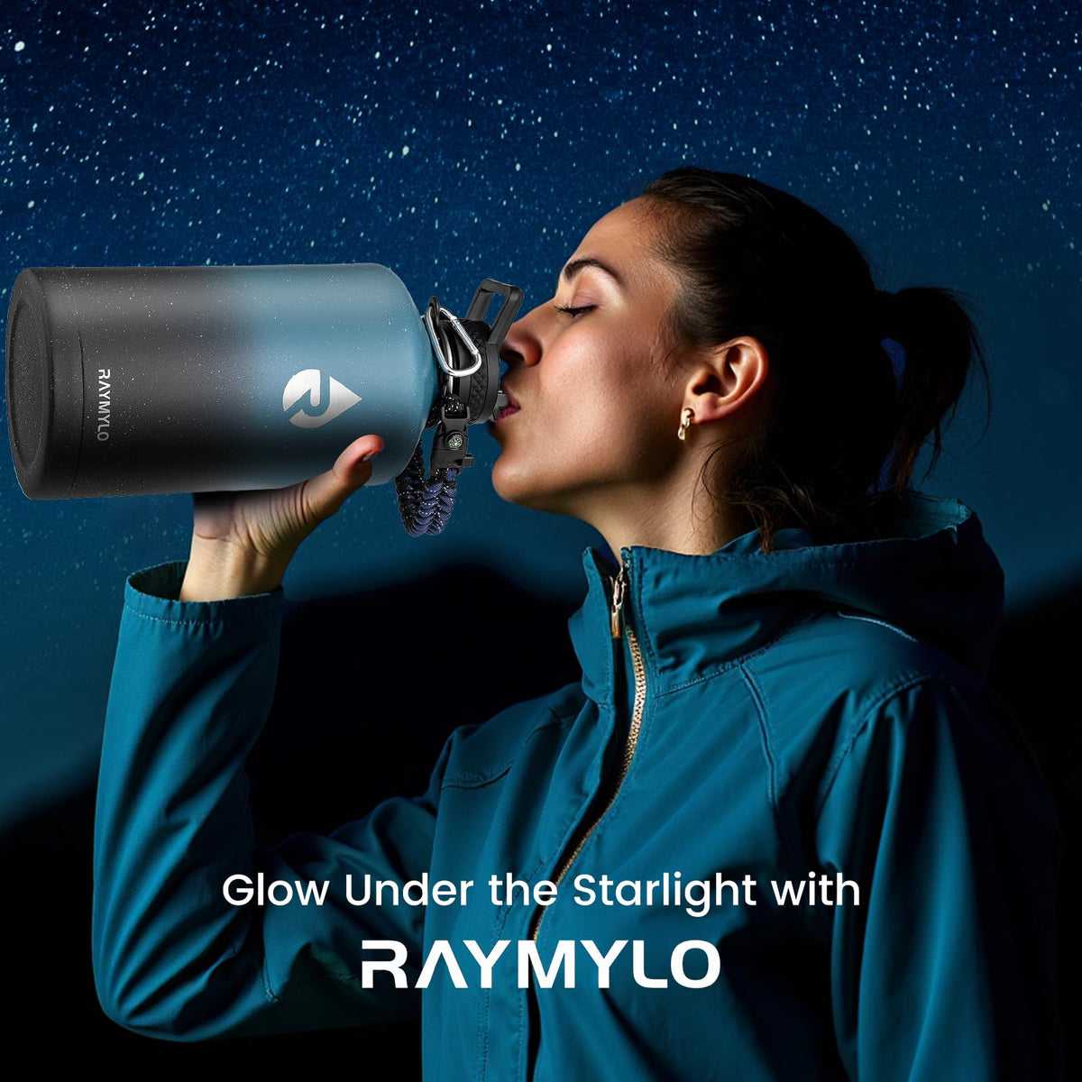 RAYMYLO One Gallon Water Bottle Insulated (Indigo/Black) + 128oz Insulated Water Bottle (Midnight Blue Speckle)