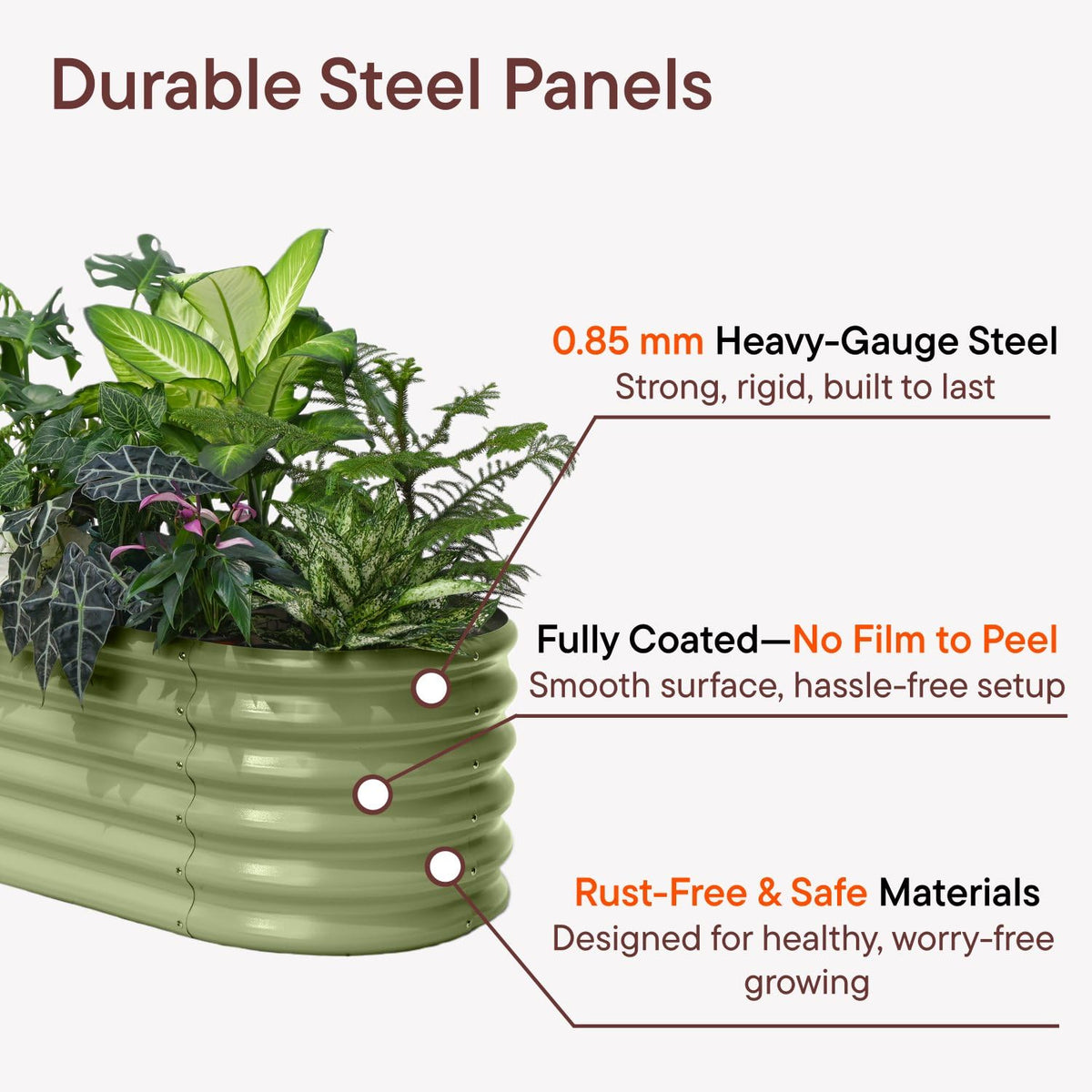 Annoell 2-Pack Galvanized Raised Garden Bed 6x2x1.5 ft, 17" Tall Metal Planter Boxes Outdoor for Vegetable, Above Ground Raised Bed Kit for Gardening, Durable Zn-Al-Mg Coated Flower Bed - Moss Green