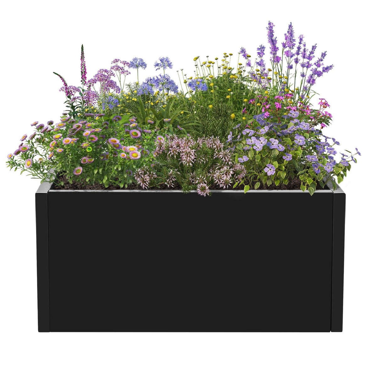 Black Rectangular Planter Outdoor with Insert Shelf, Tree Planter Pot Steel Large Tall Rectangular Planters for Outdoor Plants 38*12*24In Black Planter Box for Patio, Deck, Yard, Garden