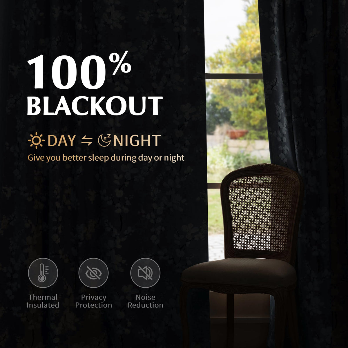 FMFUNCTEX 100% Blackout Floral Curtains for Bedroom, Blue Curtains 84 inch Length Blossom Flower Patterned for Living Room, Thermal Insulated Farmhouse Drapes, Rod Pocket 2 Panels (White on Blue)