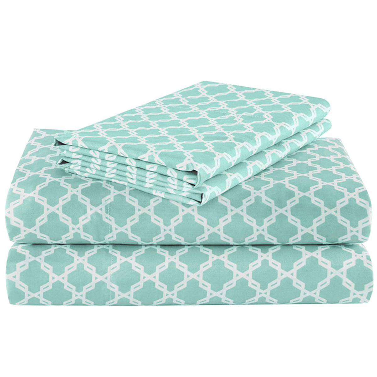 Comfort Spaces Queen Cooling Sheets, Moisture Wicking Coolmax Sheets, Soft Sheet Set, Cooling Bed Sheets for Hot Sleepers, Elastic Deep Pocket Fits Up to 16" Mattress, Queen Quatrefoil Aqua 4 Piece