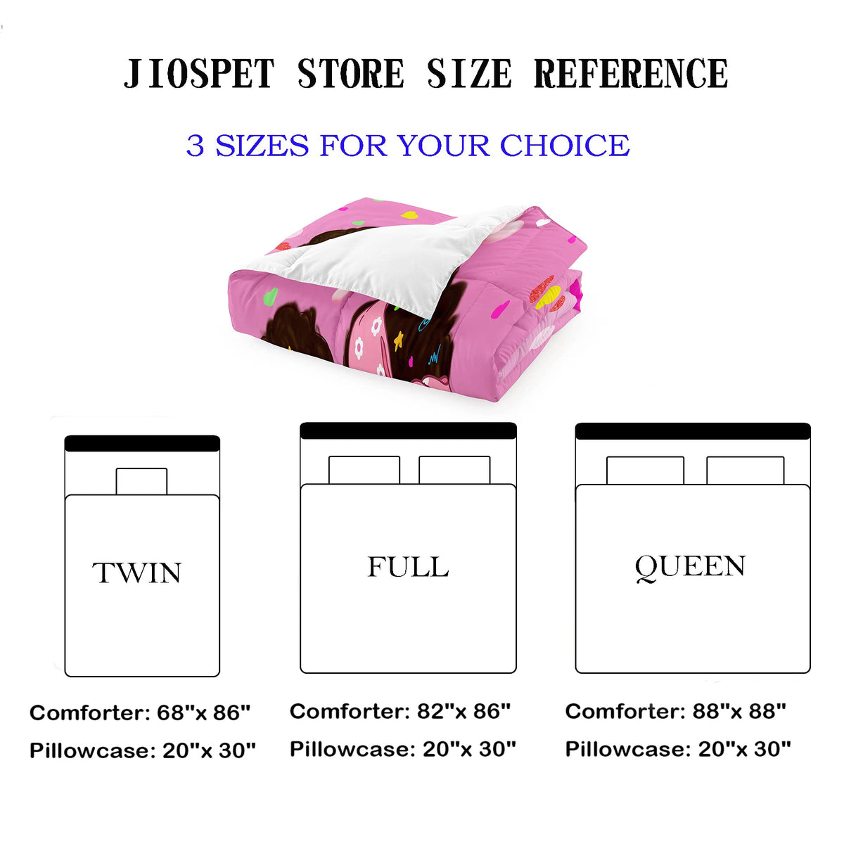 Jiospet Black Girls Comforter Twin - Black Girl Comforter Set for Kids Bedroom Pink Princess Room Decor Kids Bedding Sets for Girls, 1 Comforter +1 Pillowcase