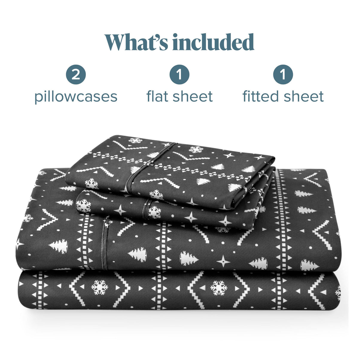 Bare Home Queen - Christmas Sheet Set - Luxury 1800 Ultra - Double Brushed Soft Microfiber - Deep Pockets - Easy Fit - 4 Piece Set - Holiday Bed Sheets (Queen, Winter Alpine)
