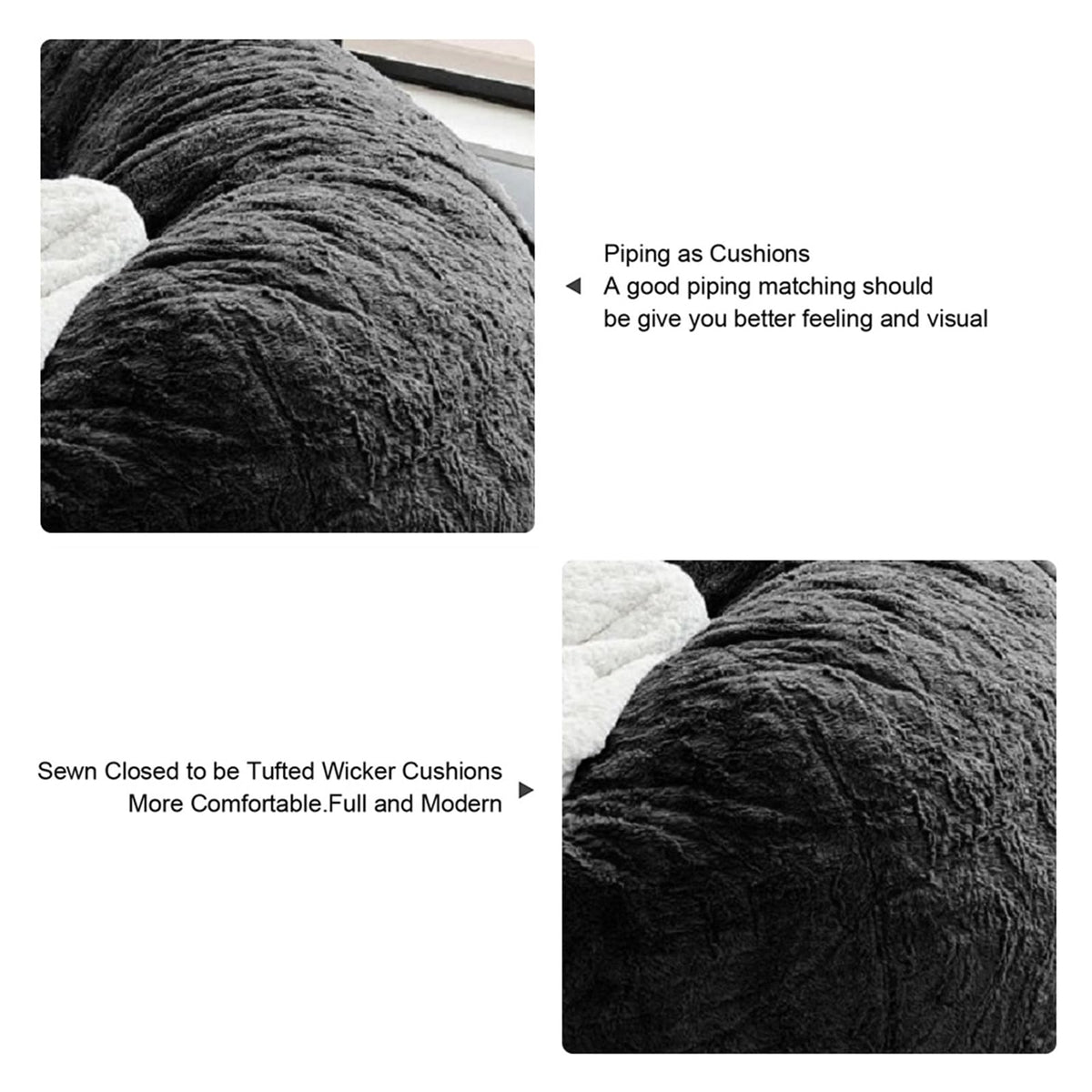 HDMLDP Bean Bag Chair for Adults Kids Without Filling Comfy Fluffy Giant Round Beanbag Lazy Sofa Cover for Reading Chair Floor Chair, 6FT, Grey